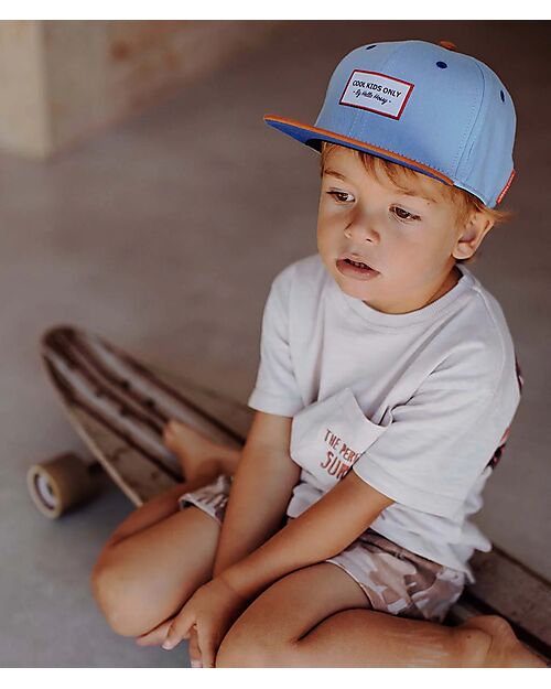 Hello Hossy Mini Jean Hat - Blue and Brown - 100% Organic Cotton Sunhats