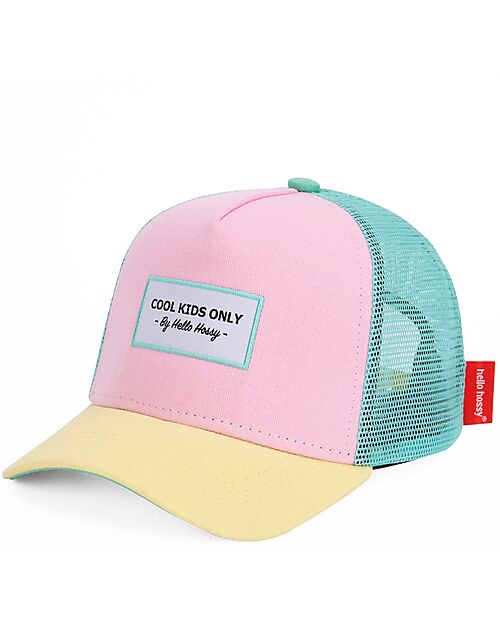 Hello Hossy Mini Poppy Hat - Pink, Yellow and Turquoise - Organic Cotton Sunhats