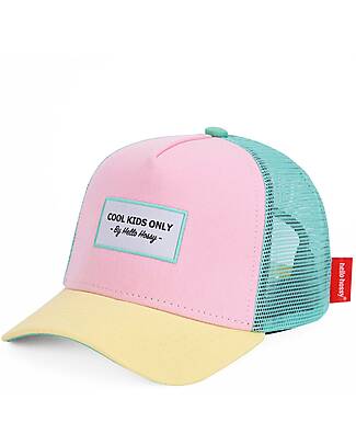 Hello Hossy Mini Poppy Hat - Pink, Yellow and Turquoise - Organic Cotton Sunhats