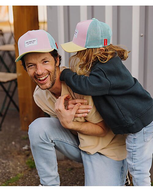 Hello Hossy Mini Poppy Hat - Pink, Yellow and Turquoise - Organic Cotton Sunhats