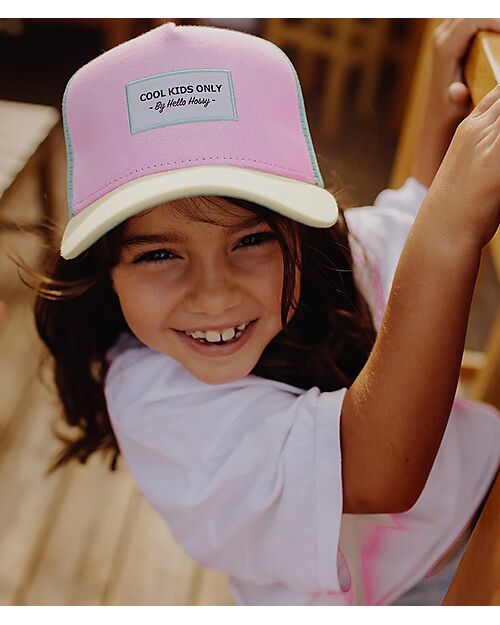 Hello Hossy Mini Poppy Hat - Pink, Yellow and Turquoise - Organic Cotton Sunhats
