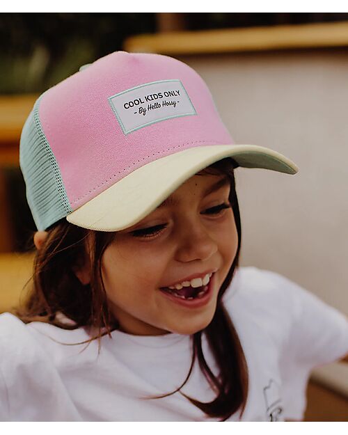 Hello Hossy Mini Poppy Hat - Pink, Yellow and Turquoise - Organic Cotton Sunhats