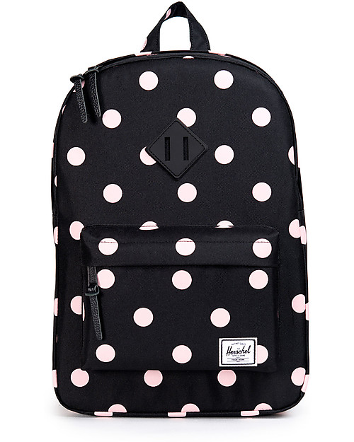 Herschel Supply Co. Heritage Youth Backpack 6 Years Old and Up - Black with Pink Polka Dot Backpack