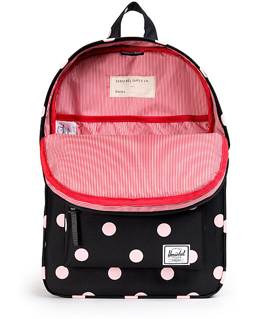Herschel Supply Co. Heritage Youth Backpack 6 Years Old and Up - Black with Pink Polka Dot Backpack
