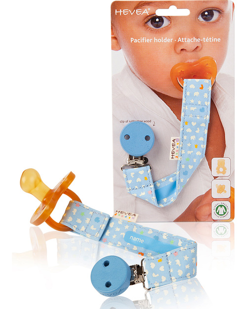 Hevea Organic Cotton Pacifier/Teether Holder - Sky Blue Dummies & Soothers