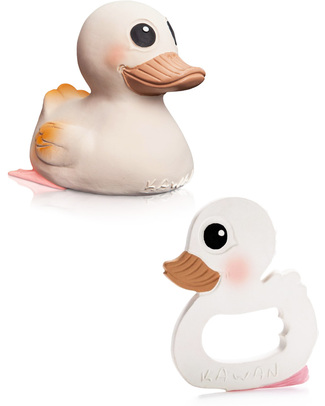 Hevea Set Kawan Combo - Duck and Teether - Natural Rubber! Bath Toys