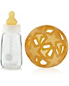 Hevea White 2 in 1 Baby Bottle and Toy Star Ball - 150 ml Glass Bottle + Natural Rubber Ball - Safe, nontoxic, ideal for little hands! Baby Bottles Accessories