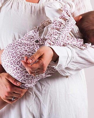 House of Jamie Baby Ruffled Salopette - Orchid Leopard - Organic cotton Dungarees