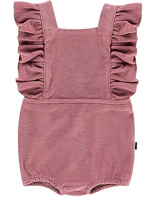 House of Jamie Baby Ruffled Salopette - Orchid - Organic cotton terry Dungarees
