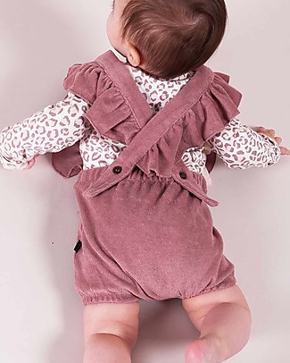 House of Jamie Baby Ruffled Salopette - Orchid - Organic cotton terry Dungarees