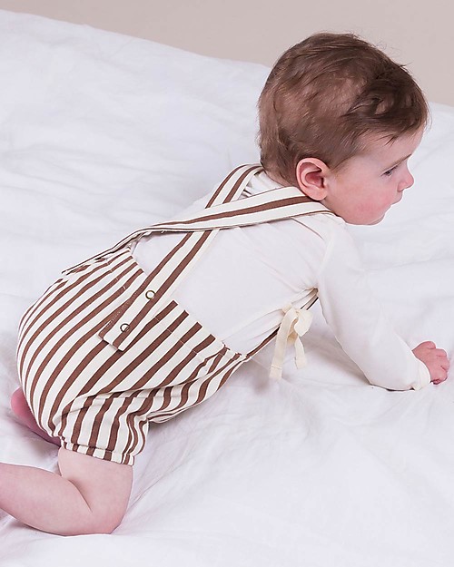 House of Jamie Baby Salopette - Toffee Stripes - Organic cotton Dungarees