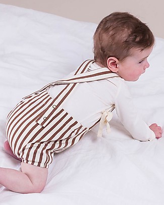 House of Jamie Baby Salopette - Toffee Stripes - Organic cotton Dungarees