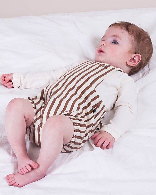 House of Jamie Baby Salopette - Toffee Stripes - Organic cotton Dungarees