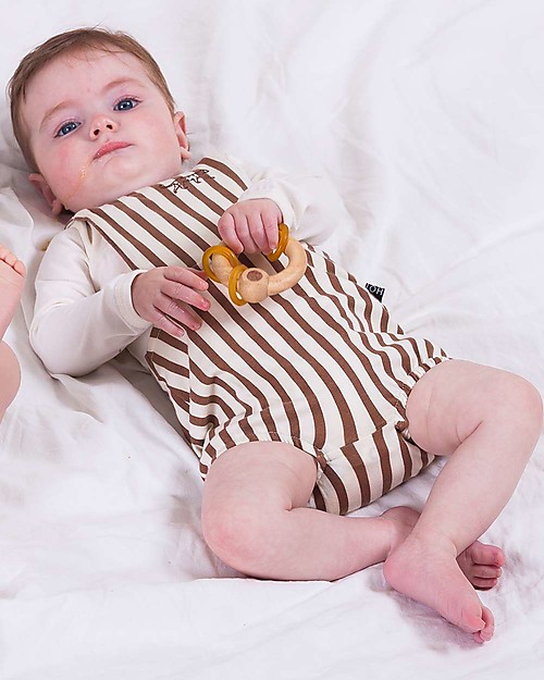 House of Jamie Baby Salopette - Toffee Stripes - Organic cotton Dungarees