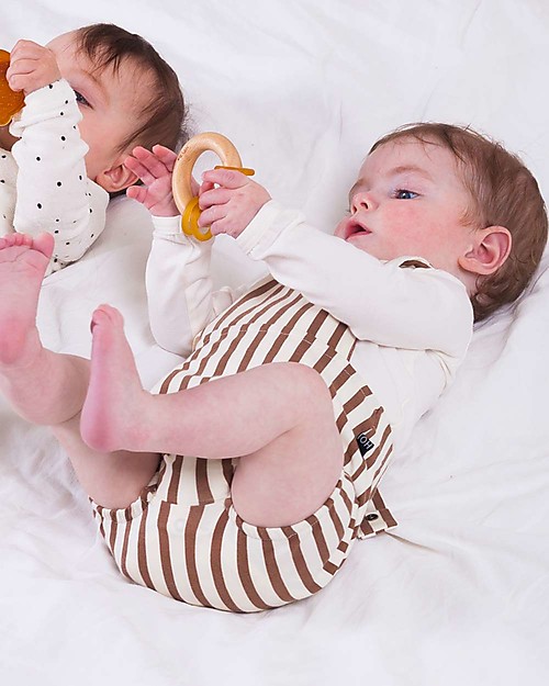 House of Jamie Baby Salopette - Toffee Stripes - Organic cotton Dungarees