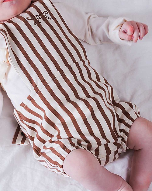 House of Jamie Baby Salopette - Toffee Stripes - Organic cotton Dungarees
