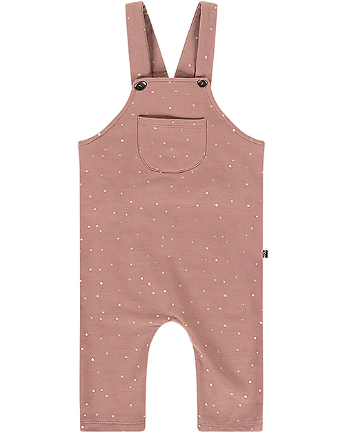 House of Jamie Dungaree - Dusty Mauve/Golden Dots - Elasticated Organic Cotton Dungarees
