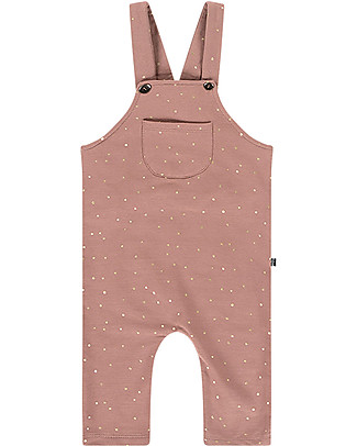 House of Jamie Dungaree - Dusty Mauve/Golden Dots - Elasticated Organic Cotton Dungarees