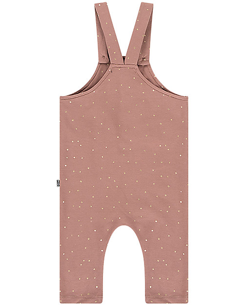 House of Jamie Dungaree - Dusty Mauve/Golden Dots - Elasticated Organic Cotton Dungarees
