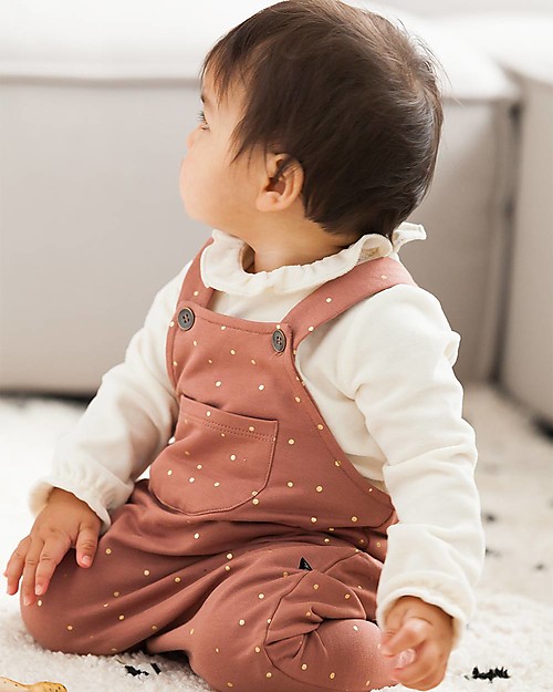 House of Jamie Frill Collar Bodysuit - Cream - Cotton Velvet Long Sleeves Bodies