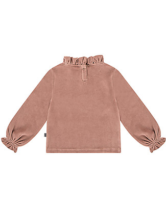 House of Jamie Frill Collar Jumper - Dusty Mauve - Cotton Velvet Long Sleeves Tops