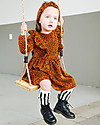 House of Jamie Front Ruffled Dress, Golden Brown Leopard - Elasticated Organic Cotton Dresses_
