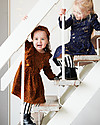 House of Jamie Front Ruffled Dress, Golden Brown Leopard - Elasticated Organic Cotton Dresses_