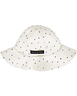 House of Jamie Girls Sun Hat - Cream Black Dots - Organic cotton terry Sunhats