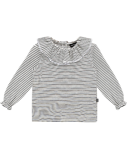 House of Jamie Pierrot Tee with Long Sleeve, Little Stripes - Organic Cotton Long Sleeves Tops
