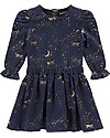 House of Jamie Puff Shoulder Dress, Stargazer (3-4 years) - Elasticated Organic Cotton Dresses_