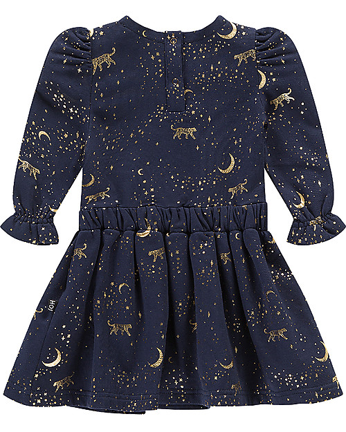 House of Jamie Puff Shoulder Dress, Stargazer (3-4 years) - Elasticated Organic Cotton Dresses_