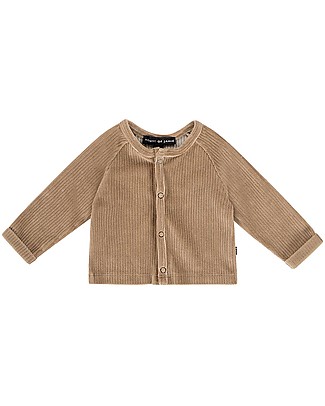 House of Jamie Ribbed Baby Cardigan - Biscuit - Cotton Velvet Cardigans