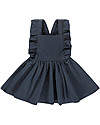 House of Jamie Ruffled Salopette Dress - Dark Blue - Organic Cotton Dresses_