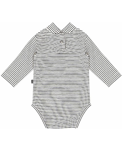 House of Jamie Turtleneck Bodysuit - Black/White Stripes - Elasticated Organic Cotton Long Sleeves Bodies
