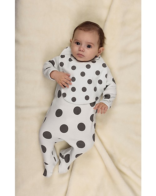 Huggee Footed Babygrow with Raglan Sleeve, Maxi Polka Dots - 100% Organic Cotton Babygrows