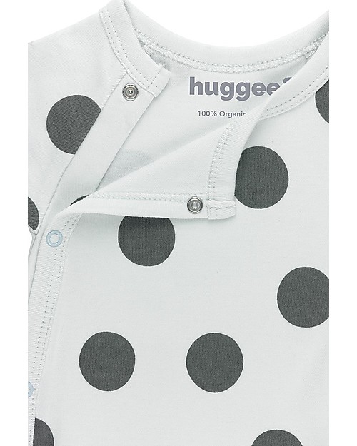 Huggee Footed Babygrow with Raglan Sleeve, Maxi Polka Dots - 100% Organic Cotton Babygrows