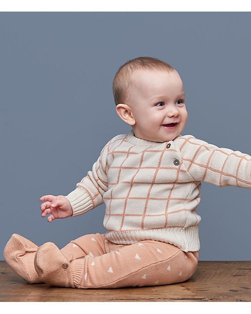 Huggee Knitted Trousers with Drawstring, Triangles - 100% Organic Cotton Trousers