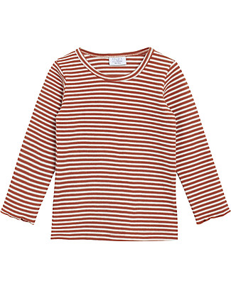 Hust&Claire Alanis Long Sleeved T-shirt - Rusty - Elasticated organic Cotton Long Sleeves Tops