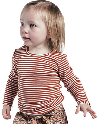 Hust&Claire Alanis Long Sleeved T-shirt - Rusty - Elasticated organic Cotton Long Sleeves Tops