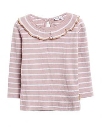 Hust&Claire Alma Long Sleeved T-shirt - Violet Ice Stripes - Elasticated organic cotton Long Sleeves Tops