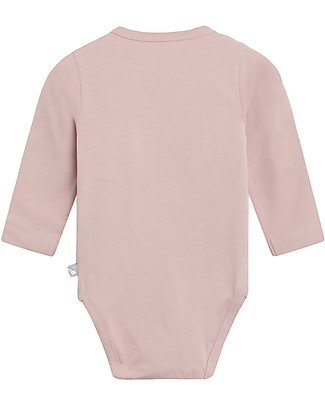 Hust&Claire Bebe Body Stocking with Long Sleeves - Dusty Pink Stars/Hedgehog - Stretchy Organic Cotton Long Sleeves Bodies