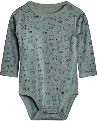 Hust&Claire Birk Body Stocking with Long Sleeves, Jade Green - Wool Long Sleeves Bodies