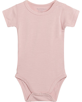 Hust&Claire Bue Bodystocking with Short Sleeves, Dusty Rose - Elasticated Viscose-Bamboo Short Sleeves Bodies