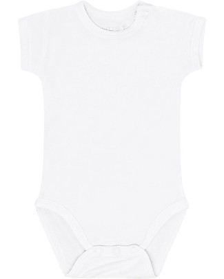 Hust&Claire Bue Bodystocking with Short Sleeves, White - Elasticated Viscose-Bamboo Short Sleeves Bodies