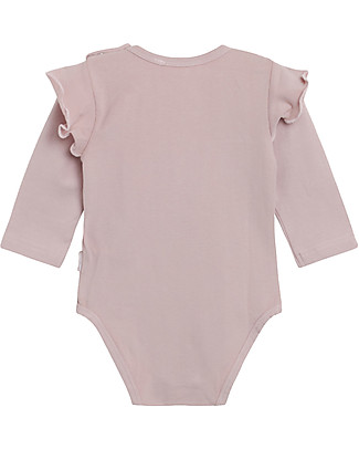 Hust&Claire Long Sleeves Ruffled Bodystocking Betri - Dusty Rose- Stretchy cotton Long Sleeves Bodies