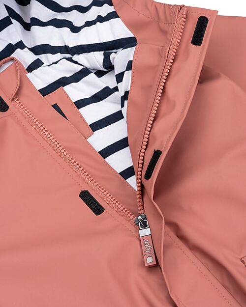 Igor Waterproof Coat Euri -Old Pink - With Zipper and Velcro Fastening Strap Waterproof