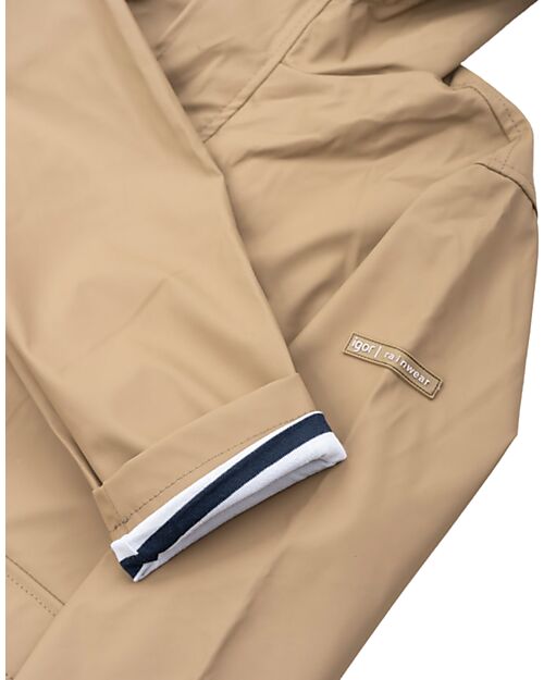 Igor Waterproof Coat Euri - Taupe - With Zipper and Velcro Fastening Strap Waterproof