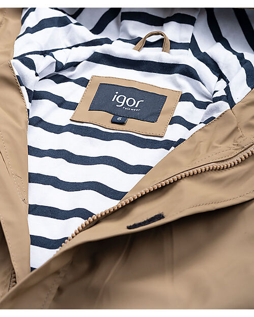 Igor Waterproof Coat Euri - Taupe - With Zipper and Velcro Fastening Strap Waterproof