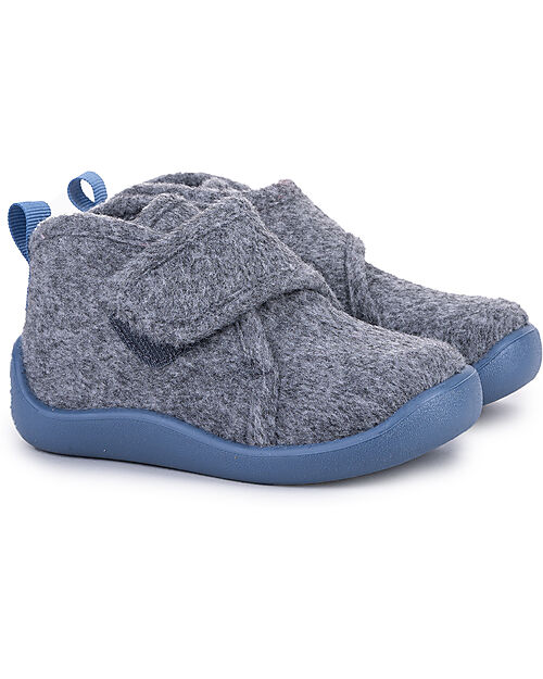 Igor Woolen Slippers - Light Blue and Gray - Perfect at Home or in Kindergarten! Slippers