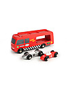 Ikonic Toys Wooden Race Car Transporter - Includes 2 race cars! Wooden Toy Cars, Trains & Trucks